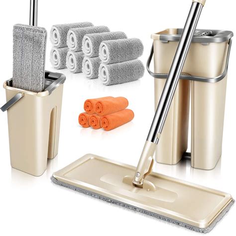 flat mop  bucket  cleaning mop system   pcs microfiber reusable mop heads bigamart
