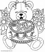 Coloring Birthday Pages Happy Kids Printable Color Adult Adults Holiday Colouring Bear Sheets Sheet Cards Print Book Gif Birthdays Bears sketch template