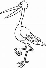 Stork Coloring Cartoon Bird Book Vector Premium sketch template