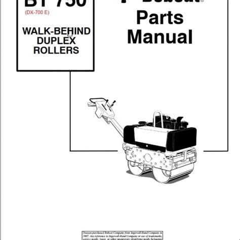 bobcat bt walk  duplex rollers bt dxedxe parts manual