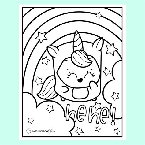 kawaii unicorn coloring page digital   file etsy
