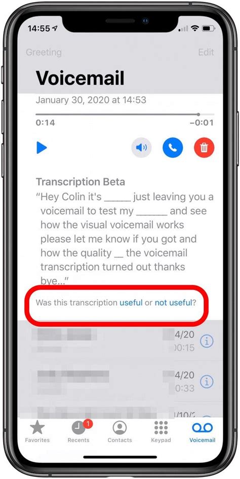set   voicemail transcription  iphone