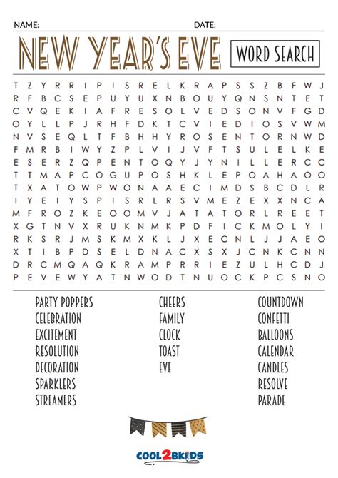 year word search printable