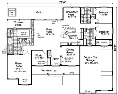 ranch style house plan    bed  bath  car garage house plans  house plans