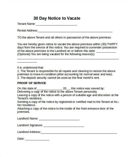 notice vacate  letter    write