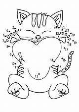 Kitten Dots Connect Coloring Pages Printable Parentune Worksheets sketch template