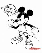 Mickey Basketball Coloring Mouse Pages Disneyclips Spinning sketch template