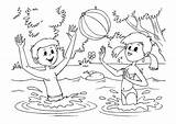 Coloring Water Fun Lake Pages Kids Playing Getcolorings Color Edupics Large sketch template