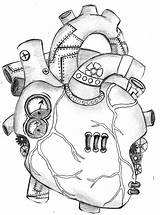 Mechanical Heart Drawings Outline Drawing Deviantart Tattoo Steampunk Punk Steam Coloring Cute Dunno Thought Pages Anatomical Manga Visit Least sketch template