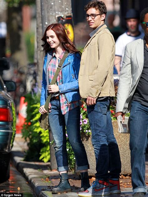 lily collins stares at stunt double as she films action scenes on the set of city of bones