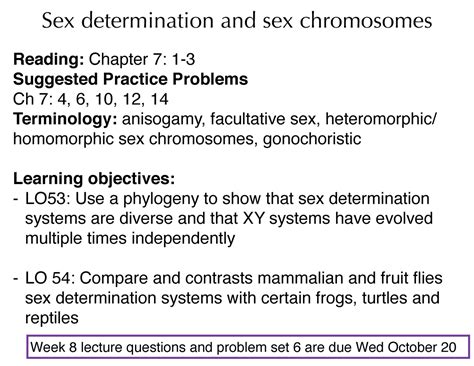 Genetics Lec22 10 15 21 Sex Determination And Sex Chromosomes Reading