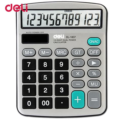 deli  digits metal panel desktop calculator classical large calculator office solar dual power
