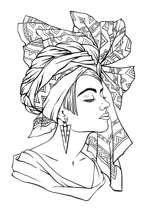 coloring african american face drawing coloring pages