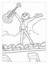 Coco Pages Coloring Miguel Roof Printable Kids sketch template