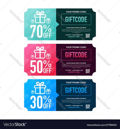 gift card promo code gift voucher  coupon vector image