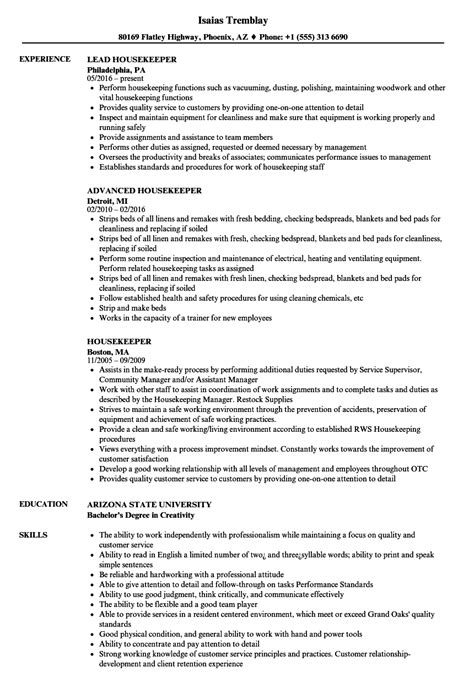 resume sample  housekeeping housekeeping supervisor cv template