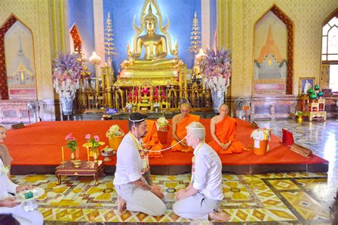 same sex blessing temple morning ceremony krabi thailand