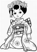 Kimono Bonecas Japonesas Publicidade sketch template
