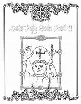 Coloring Ii John St Paul Pope Jpii Rosaries Colorful Line Kids sketch template