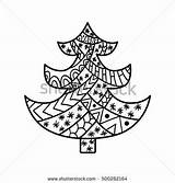 Christmas Zentangle Coloring Pages Tree Getcolorings Getdrawings sketch template