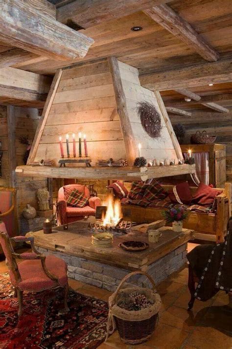 indoor fire pit rustic house log homes rustic living