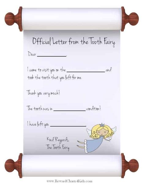 tooth fairy letter  printable