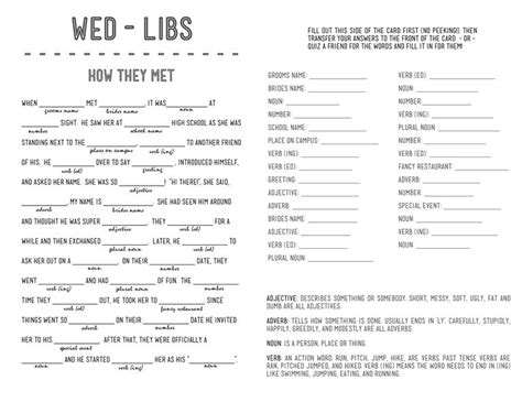 funny wedding mad libsrsvps games templates