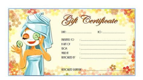 printable spa gift certificate template printable templates