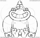 Gorilla Cartoon Monkey Sitting Coloring Clipart Outlined Vector Cory Thoman Royalty sketch template