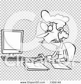 Cartoon Accountant Desk Working Hard Illustration Female Her sketch template