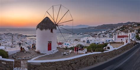 panorama  chora mykonos greece anshar images
