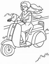 Coloring Vespa Scooter Pages Girl Modern Riding Kids Picolour Colouring sketch template