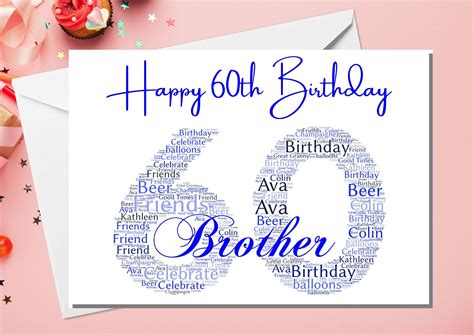 birthday brother card  word art greeting card etsy uk
