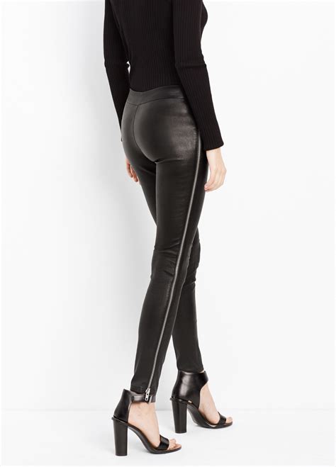 lyst vince leather leggings  side zippers  black