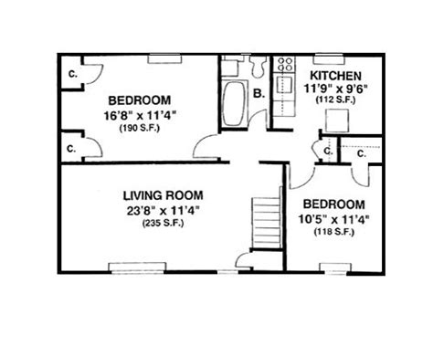 2br in 800 sq feet - if can get close to that in bottom