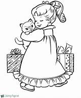 Coloring Christmas Pages Kitten sketch template