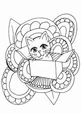 Cat Coloring Girls Pages Cute Printable Kids Adults Books Crystal Sky Blue Print Box Pixabay Sitting Book Witch Unicorn Beautiful sketch template