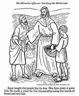 Jesus Coloring Pages Miracles Feeds Feeding Bible Miracle Multitude Kids Printables Crafts Print Printable School Sunday Sheets sketch template