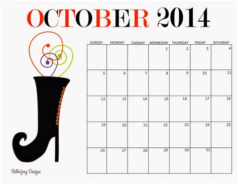 bellagrey designs october calendar  printable
