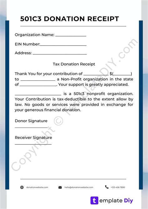 printable  donation receipt template printable templates