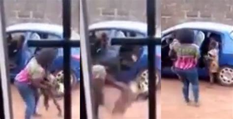 shocking moment woman lifts her maid and slammed her to