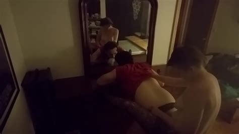 Mirror Pegging Husband Bent Over Dresser And Fucked With