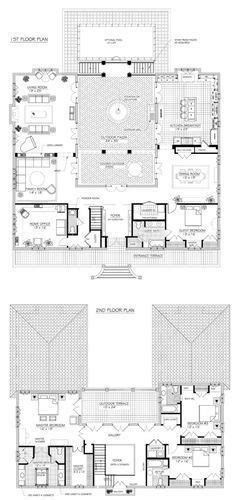 shaped house plans  home  unique floor plan pool  middle courtyard  awesome