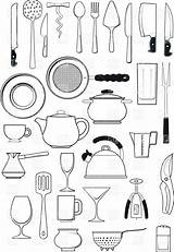Kitchen Clipart Tableware Kitchenware Utensils Clip Objects Vector Set Drawing Tools Items Utensil Cookbook Gadget Cooking Silhouettes Templates Clipground Graphicriver sketch template
