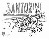 Santorini Oia sketch template