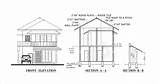 Elevation Section Plan House Front Plans Story Double Room Dwg Cad Four Bed Blueprints sketch template