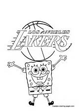 Coloring Lakers Pages Angeles Los Nba Basketball sketch template
