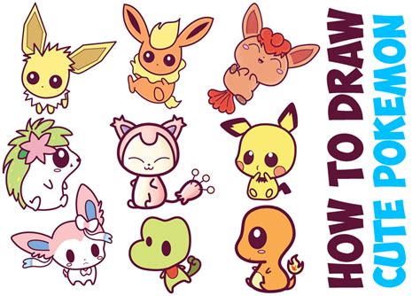 draw cute pokemon characters kawaii chibi style  easy step