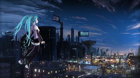 Download 3840x2160 Hatsune Miku Sci Fi Cityscape Night