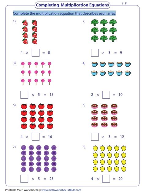 complete  multiplication equation  describes  array